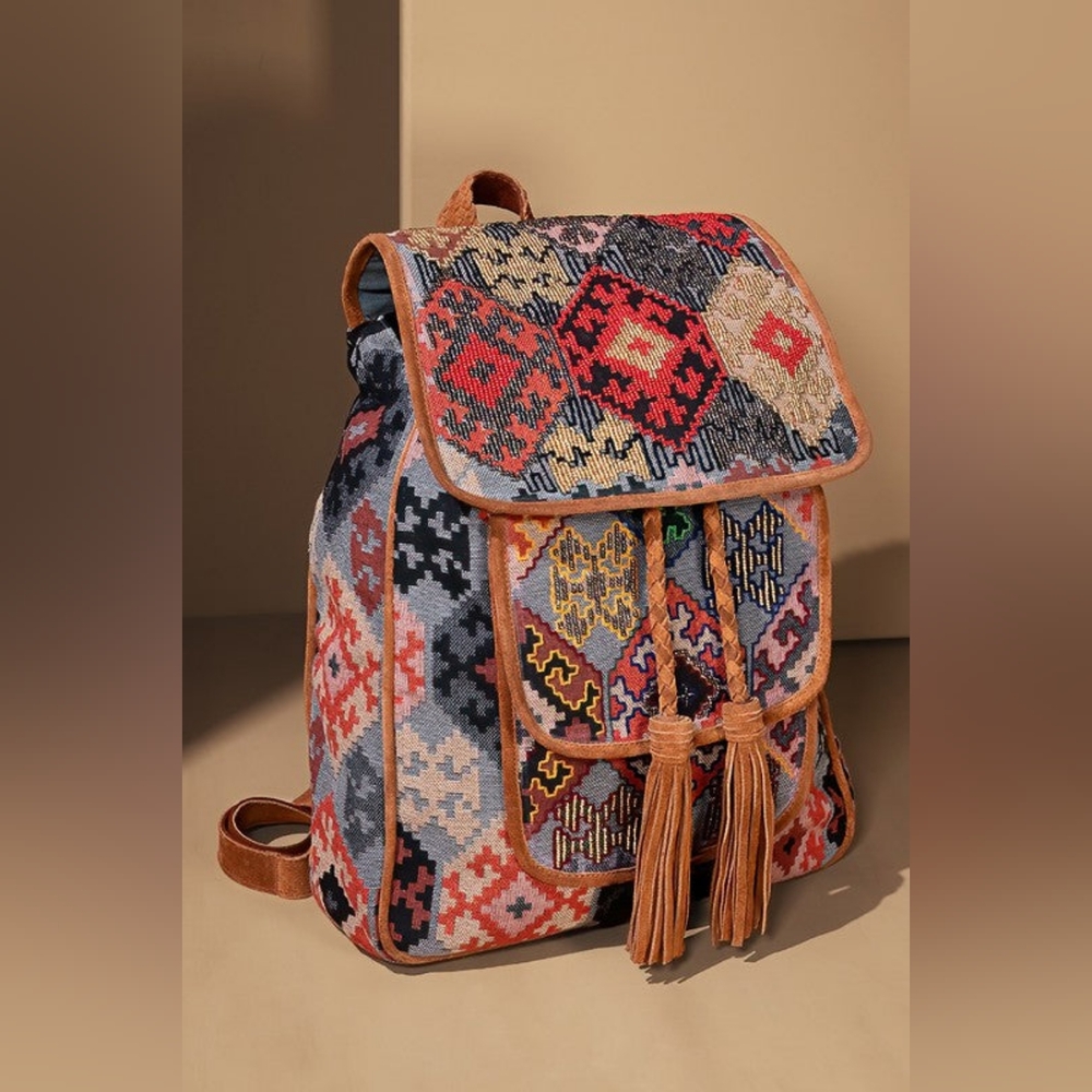Embroidered Backpack - Unique Artisan Embellished Ethnic Look -Fully Fine Cotton - Picture 3 of 16